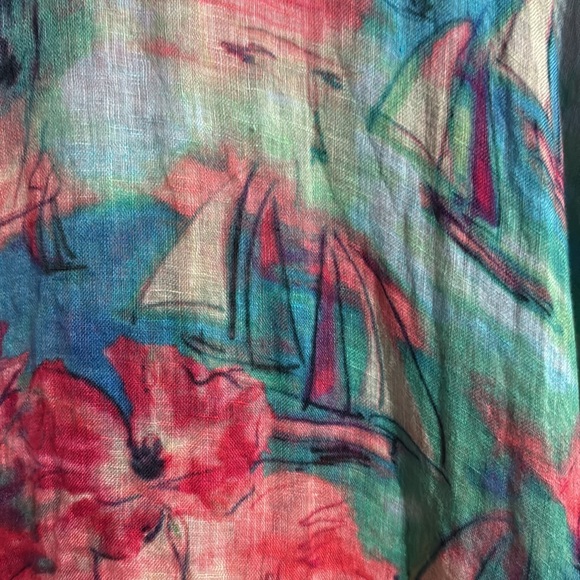 Chico’s Linen Watercolor Poncho Size: S/M - Picture 3 of 6